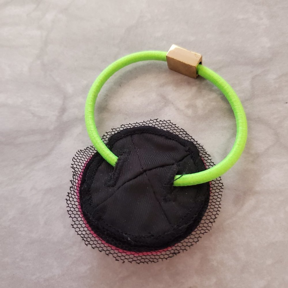 👑 Juicy Couture Neon bright Crown Rhienosntes Crystals Fabric Hair Tie Elastic - Picture 2 of 4